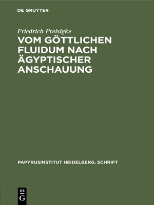 cover image of Vom göttlichen Fluidum nach ägyptischer Anschauung